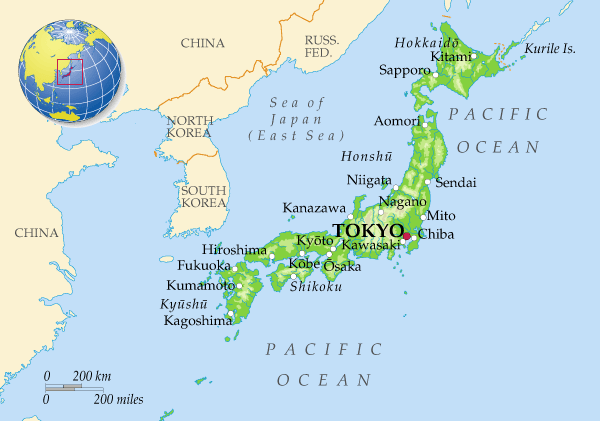 физическая карта японии