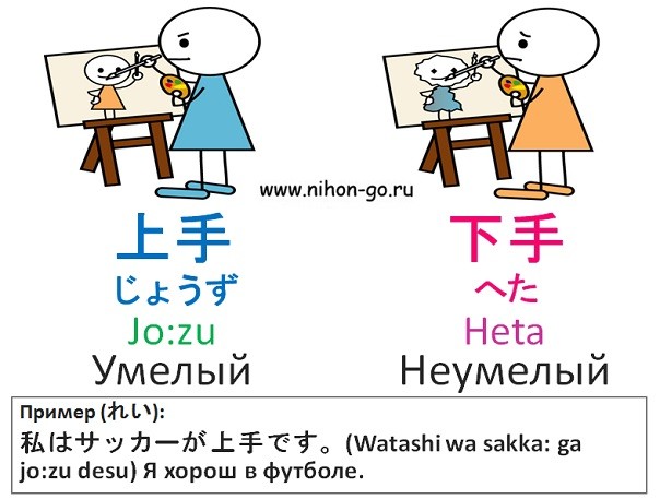 японские прилагательные умелый неумелый